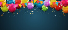 Abstract Holiday Background With Balloons. Can Be Used For Advertisment, Promotion And Birthday Card Or Invitation. Vector Illustration