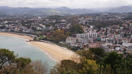 Wall Mural - Aerial view of San Sebastian, Spain on a beautiful autumn day
