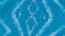 Blue Teal Ogee Design. Tie Dye Shibori. Paint 