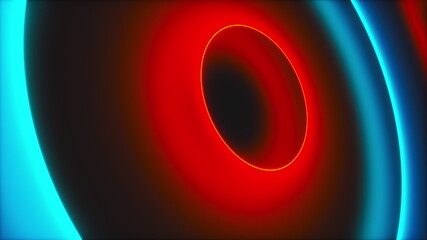 Poster - Abstract neon circles, computer generated. 3d rendering of futuristic shining backdrop