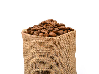 Wall Mural - Bag of roasted coffee beans isolated on white