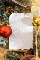 Canvas Print - Christmas background with copy space and blank paper
