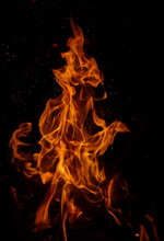 Close-up Of Bonfire Against Black Background