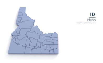 Wall Mural - Idaho State Map 3d. State 3D rendering set in the United States.