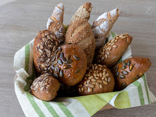 Basket with a variety of rolls