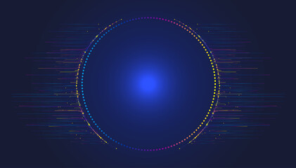 Poster - colored dotted lines and dotted circles, internet technology vector background.