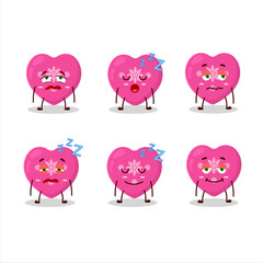 Poster - Cartoon character of love pink christmas with sleepy expression