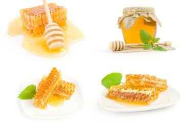 Wall Mural - Set of honey over a white background