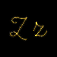 Canvas Print - Gold glitter letter Z, star sparkle trail font