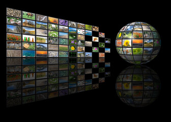Fototapete - Tv news concept illustration, photo gallery collage