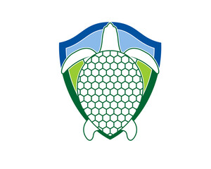 Poster - Turtle inside the shield protection logo