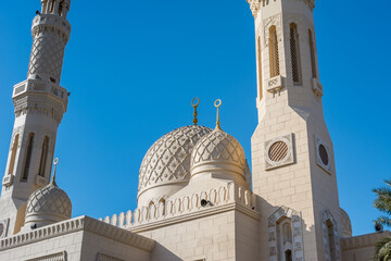 Wall Mural - Architectural dome of Jumeirah Mosque, the only mosque in Dubai which is open to the public and dedicated to receiving non-Muslim guests.