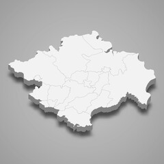  3d isometric map of South Sumatra is a province of Indonesia