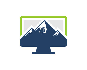 Sticker - Blue mountain inside the computer logo