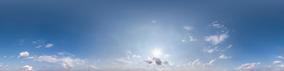 seamless blue sky hdri panorama 360 degrees angle view with zenith and beautiful clouds for use in 3