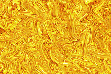 Wall Mural - Liquid gold paint on white paper abstract background