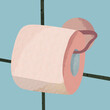 Ilustracja papier toaletowy w różowym kolorze na tle błękitnych kafelek