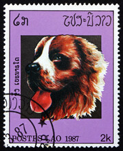 Postage Stamp Laos 1987 St. Bernard, Dog