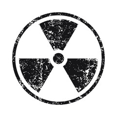 Wall Mural - Radioactive symbol icon with grunge texture. Nuclear radiation warning sign. Atomic energy logo label. Vector illustration image.
