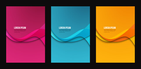Aufkleber - Abstract header blue pink orange wave vector design.