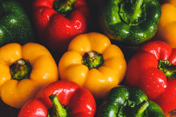 Fresh bell peppers as background