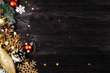 Wall Mural - new year's background on a dark board