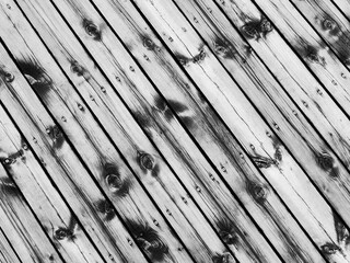 Sticker - old wood floor of walkway texture, black and white style