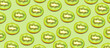 © hadjanebia - pattern of fresh kiwi slices on green background.