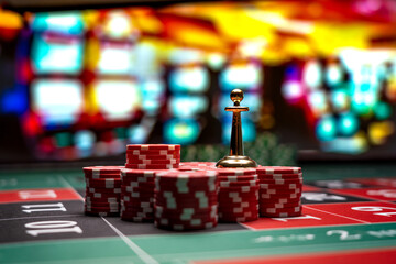 Roulette table close up at the Casino