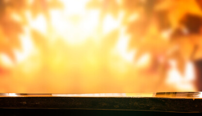 Wall Mural - thanksgiving background concept: wooden table and blurred autumn background