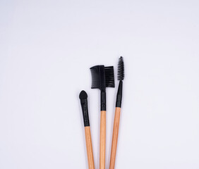 Makeup brushes put on background,