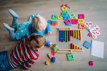 Poster - kids learning numbers, counting and abacus calculation