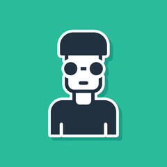 Poster - Blue Nerd geek icon isolated on green background. Vector.