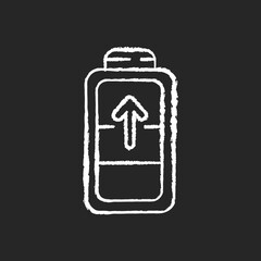 Sticker - Battery charging process chalk white icon on black background. Different devices working time. Electricity incoming process. Getting full system lifecycle. Isolated vector chalkboard illustration