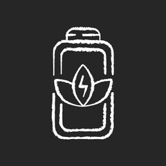 Poster - Battery charge saving chalk white icon on black background. Economy mode when having low percentage. Increasing working time of your device. Isolated vector chalkboard illustration