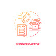 Being proactive concept icon. Tips to ease SAD idea thin line illustration. Taking responsibility for life, actions. Seasonal affective disorder treatment. Vector isolated outline RGB color drawing
