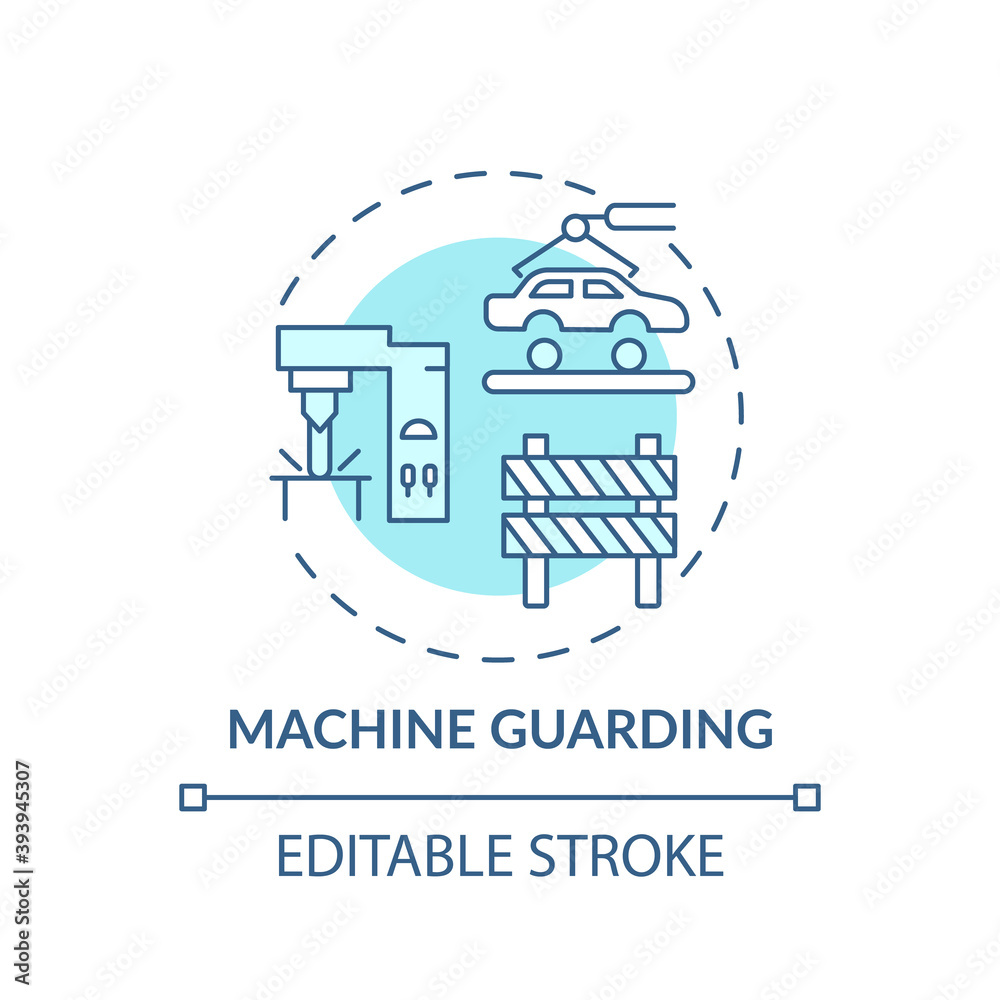 Stock-Vektorgrafik „Machine guarding concept icon. Top workplace safety ...