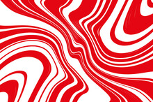 Optical Art Background. Red And White Pattern With Wavy, Curves Lines. Digital Image With A Psychedelic Stripes. Vector Illustration .