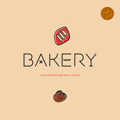 Wall Mural - Bakery logo template. Cooking courses brand symbol. Bread bakery icon for pastry label design and bakeshop branding concept with hand drawn bread icon. Baker shop emblem in vector. Insignia hot bakery