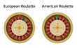 European and american roulette wheels online casino. Flat style vector illustration isolated on white background.