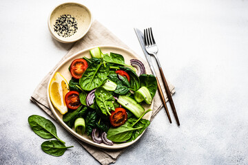 Wall Mural - Spinach salad with sesame seeds