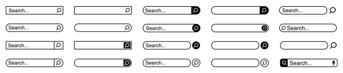 Sticker - Web search bars set. Search bar, search boxes collection.Vector set computer illustration searched navigator. Set of elements for design interface of website. Vector illustration.