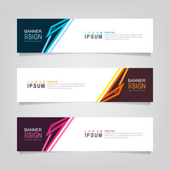Fototapete - Vector abstract web banner design template. Collection of web banner template. Abstract geometric web design banner template isolated on grey background. Header - landing page Web Design Elements