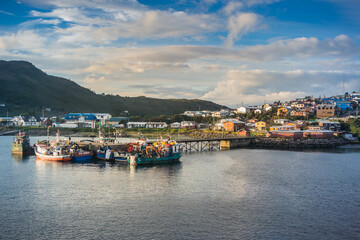 melika / aysen / chile - 04/24/2018: landscape on the ferryboat crossing between puerto chacabuco an