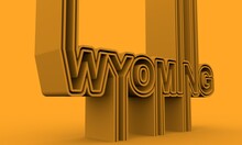 Image Relative To USA Travel. Wyoming State Name In Geometry Style Design. Creative Vintage Typography Poster Concept. 3D Rendering