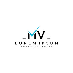 Wall Mural - letter MV checklist logo design concept vector