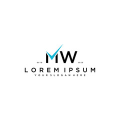 Wall Mural - letter MW checklist logo design concept vector