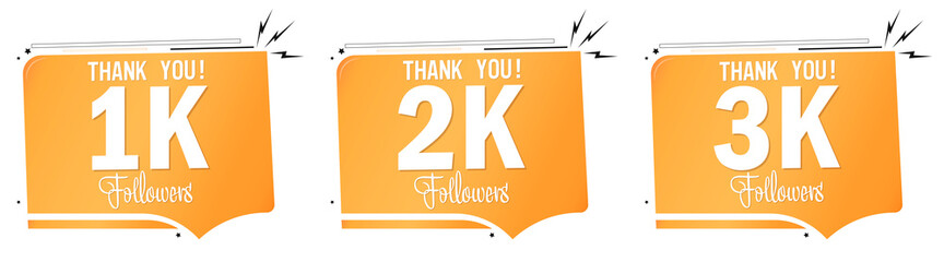 Wall Mural - Set of Followers thank you banners design template, graphic icons for social media, vector illustration.