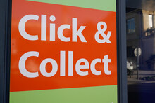 Click & Collect Banner Online Internet Shopping Sign At Door Shop