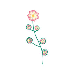 Poster - pink branch with flowers flat element